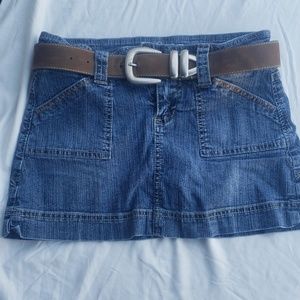 Hydraulic premium denim mini skirt with belt